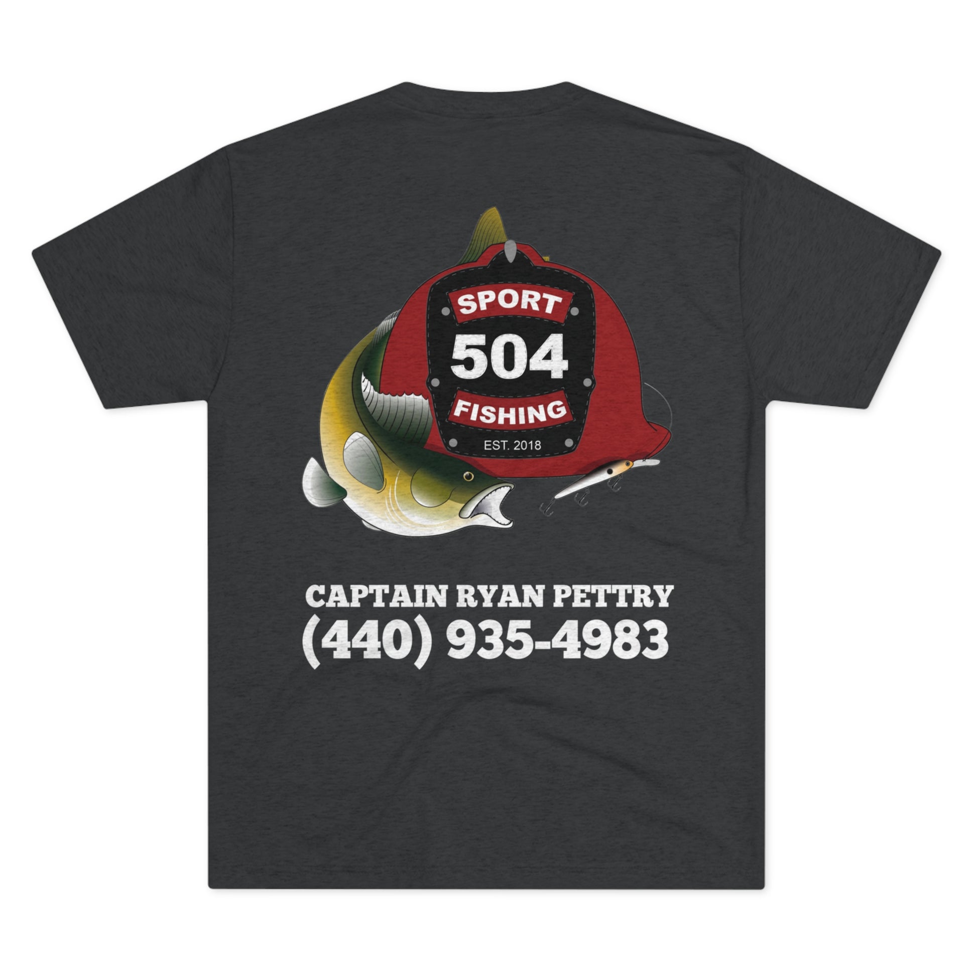 504 Sportfishing Red Logo Crew Tee Tri-Blend Vintage Black / 2XL